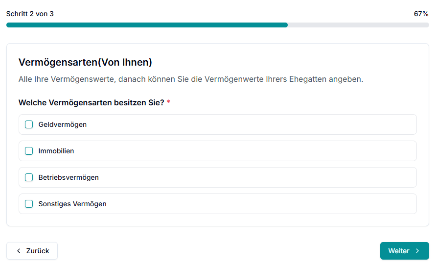 Fragebogen-Modus: strukturierte Eingabe